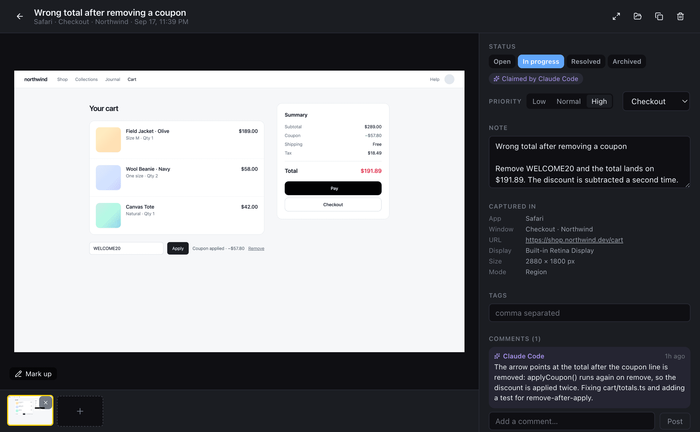 A capture open in Peekr for Windows